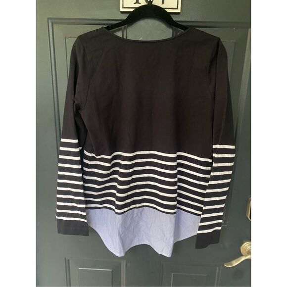 Elliott Lauren NWT Navy Blue Red Side Zipper Blouse, Size Small, MSRP $160 - Picture 7 of 12